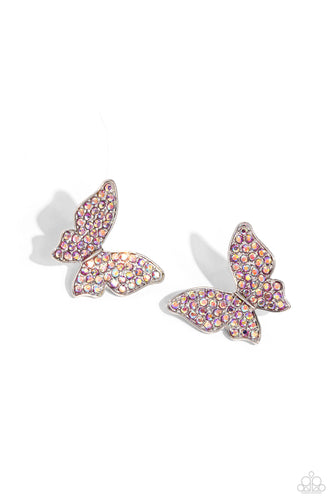 Paparazzi High Life - Pink Butterfly Post Earrings