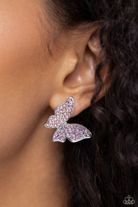 Paparazzi High Life - Pink Butterfly Post Earrings