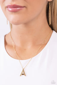Paparazzi Leave Your Initials - Gold - A - Necklace & Earrings