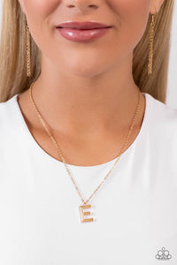 Paparazzi Leave Your Initials - Gold - E - Necklace & Earrings