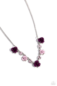 Paparazzi Strike a ROSE - Purple - Rose Necklace & Earring