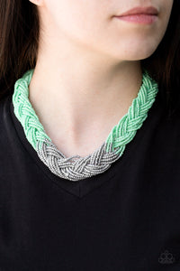Paparazzi Brazilian Brilliance - Green - Seed Bead Necklace and matching Earrings - $5 Jewelry with Ashley Swint