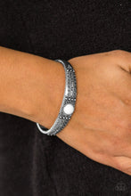 Load image into Gallery viewer, Paparazzi Singing Sahara - White Bead - Silver Cuff Bracelet - $5 Jewelry With Ashley Swint