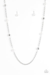 Paparazzi Showroom Shimmer - White - Necklace & Earrings - $5 Jewelry With Ashley Swint
