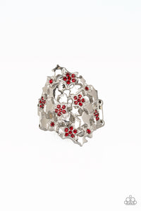Paparazzi Star-tacular, Star-tacular - Red Rhinestones - Silver Ring - $5 Jewelry With Ashley Swint