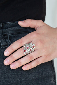 Paparazzi Star-tacular, Star-tacular - Red Rhinestones - Silver Ring - $5 Jewelry With Ashley Swint