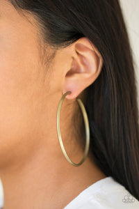Paparazzi 5th Avenue Attitude - Brass - Large Hoop - Post Earrings - $5 Jewelry with Ashley Swint