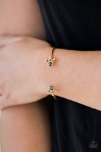 Load image into Gallery viewer, Paparazzi A Bit Rich - Multi - Hematite Rhinestones - Dainty Gold Cuff - Bracelet - $5 Jewelry With Ashley Swint