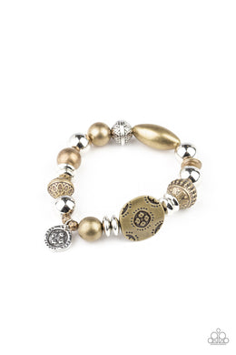 Paparazzi Aesthetic Appeal - Multi - Brass & Silver Beads - Stretchy Band Bracelet - $5 Jewelry with Ashley Swint