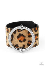 Load image into Gallery viewer, Paparazzi Asking FUR Trouble - Brown - Thick Black Leather Band - Fuzzy Cheetah Pattern - Bracelet - $5 Jewelry with Ashley Swint
