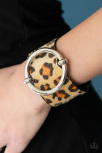 Load image into Gallery viewer, Paparazzi Asking FUR Trouble - Brown - Thick Black Leather Band - Fuzzy Cheetah Pattern - Bracelet - $5 Jewelry with Ashley Swint