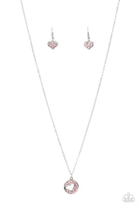 Paparazzi Bare Your Heart - Pink Rhinestones - Heart Necklace & Earrings - $5 Jewelry with Ashley Swint