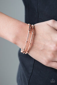 Paparazzi Beauty Basic - Copper - Textured and Beaded Bangle Bracelets - Set of 4 - $5 Jewelry with Ashley Swint