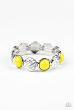 Load image into Gallery viewer, Paparazzi Boardwalk Boho - Yellow - Stretchy Band - Silver Bracelet - $5 Jewelry with Ashley Swint