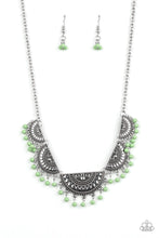 Load image into Gallery viewer, Paparazzi Boho Baby - Green - Half Moon Silver Necklace and matching Earrings - $5 Jewelry with Ashley Swint