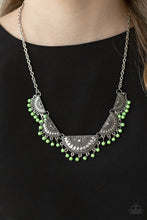 Load image into Gallery viewer, Paparazzi Boho Baby - Green - Half Moon Silver Necklace and matching Earrings - $5 Jewelry with Ashley Swint