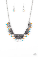 Load image into Gallery viewer, Paparazzi Boho Baby - Multi - Blue, Orange and White Beads - Half Moon Silver Necklace &amp; Earrings - $5 Jewelry with Ashley Swint