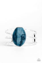 Load image into Gallery viewer, Paparazzi Canyon Dream - Blue - Faux Rock - Acrylic - Hammered Silver Cuff Bracelet - $5 Jewelry with Ashley Swint