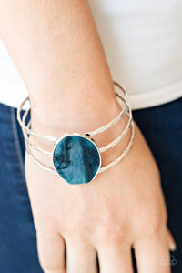 Paparazzi Canyon Dream - Blue - Faux Rock - Acrylic - Hammered Silver Cuff Bracelet - $5 Jewelry with Ashley Swint