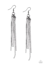 Load image into Gallery viewer, Paparazzi Center Stage Status - Black - White Rhinestones - Earrings - Life of the Party Exclusive December 2019 - $5 Jewelry with Ashley Swint