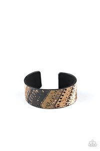 Paparazzi Come Uncorked - White - Patches of Cork Textures - Cuff Bracelet - $5 Jewelry with Ashley Swint