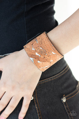 Paparazzi Cork Congo - Silver - Leather Band - Wrap / Snap Bracelet - $5 Jewelry with Ashley Swint