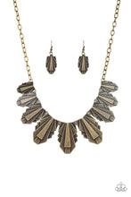 Load image into Gallery viewer, Paparazzi Cougar Cave - Brass - Necklace and matching Earrings - $5 Jewelry With Ashley Swint