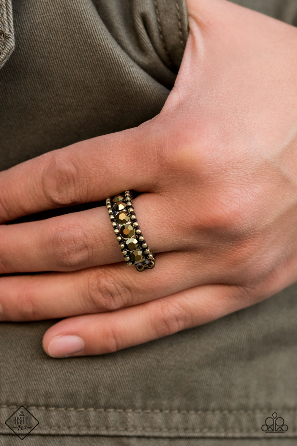 Paparazzi Crank It Up - Brass - Ring - Trend Blend / Fashion Fix Exclusive - August 2020 - $5 Jewelry with Ashley Swint