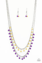 Load image into Gallery viewer, Paparazzi Dainty Distraction - Purple - Yellow Beads - Silver Necklace and matching Earrings - $5 Jewelry with Ashley Swint
