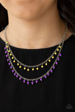 Load image into Gallery viewer, Paparazzi Dainty Distraction - Purple - Yellow Beads - Silver Necklace and matching Earrings - $5 Jewelry with Ashley Swint