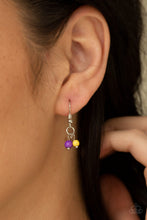 Load image into Gallery viewer, Paparazzi Dainty Distraction - Purple - Yellow Beads - Silver Necklace and matching Earrings - $5 Jewelry with Ashley Swint