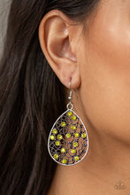Load image into Gallery viewer, Paparazzi Dazzling Dew - Yellow - Rhinestone Vine Silver Earrings - $5 Jewelry With Ashley Swint