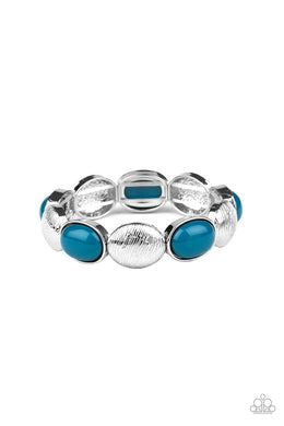 Paparazzi  Decadently Dewy - Blue - Silver Stretchy Bands - Bracelet - $5 Jewelry with Ashley Swint