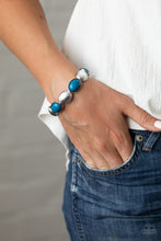 Load image into Gallery viewer, Paparazzi  Decadently Dewy - Blue - Silver Stretchy Bands - Bracelet - $5 Jewelry with Ashley Swint