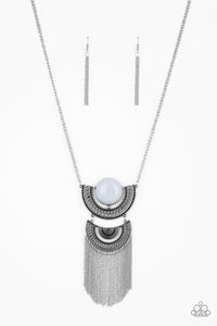 Paparazzi Desert Diviner - Silver - Gray Bead - Necklace & Earrings - $5 Jewelry with Ashley Swint