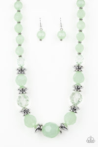 Paparazzi Dine and Dash - Green - Shimmery Silver Accents - Necklace & Earrings - $5 Jewelry with Ashley Swint