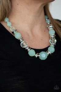 Paparazzi Dine and Dash - Green - Shimmery Silver Accents - Necklace & Earrings - $5 Jewelry with Ashley Swint