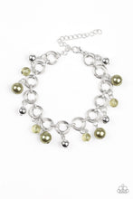 Load image into Gallery viewer, Paparazzi Fancy Fascination - Green Beads - Double Linked Silver Chain Bracelet - $5 Jewelry with Ashley Swint