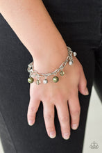 Load image into Gallery viewer, Paparazzi Fancy Fascination - Green Beads - Double Linked Silver Chain Bracelet - $5 Jewelry with Ashley Swint
