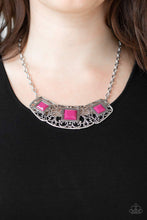 Load image into Gallery viewer, Paparazzi Feeling Inde-PENDANT - Pink Beads - Silver Filigree - Necklace and matching Earrings - $5 Jewelry With Ashley Swint