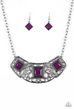 Load image into Gallery viewer, Paparazzi Feeling Inde-PENDANT - Purple Beads - Silver Filigree - Necklace &amp; Earrings - $5 Jewelry with Ashley Swint