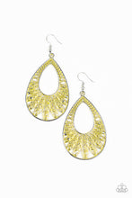 Load image into Gallery viewer, Paparazzi Flamingo Flamenco - Yellow - Silver Ornate Teardrop - Earrings - $5 Jewelry with Ashley Swint
