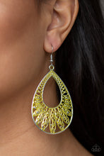 Load image into Gallery viewer, Paparazzi Flamingo Flamenco - Yellow - Silver Ornate Teardrop - Earrings - $5 Jewelry with Ashley Swint