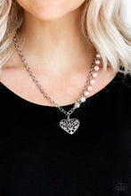Load image into Gallery viewer, Paparazzi Forever In My Heart - Pink Beads - Heart Pendant Silver Necklace &amp; Earrings - $5 Jewelry With Ashley Swint