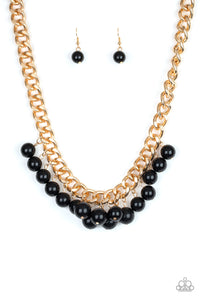 Paparazzi Get Off My Runway - Gold - Black Beads - Thick Chain - Necklace & Earrings - $5 Jewelry with Ashley Swint