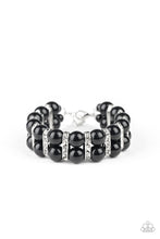 Load image into Gallery viewer, Paparazzi Glowing Glam - Black Polished Beads - White Rhinestones - Adjustable Bracelet - $5 Jewelry with Ashley Swint