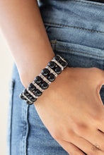 Load image into Gallery viewer, Paparazzi Glowing Glam - Black Polished Beads - White Rhinestones - Adjustable Bracelet - $5 Jewelry with Ashley Swint