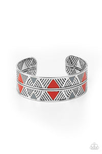 Paparazzi Hidden Glyphs - Red - Cuff Bracelet - $5 Jewelry with Ashley Swint