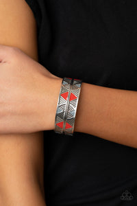 Paparazzi Hidden Glyphs - Red - Cuff Bracelet - $5 Jewelry with Ashley Swint