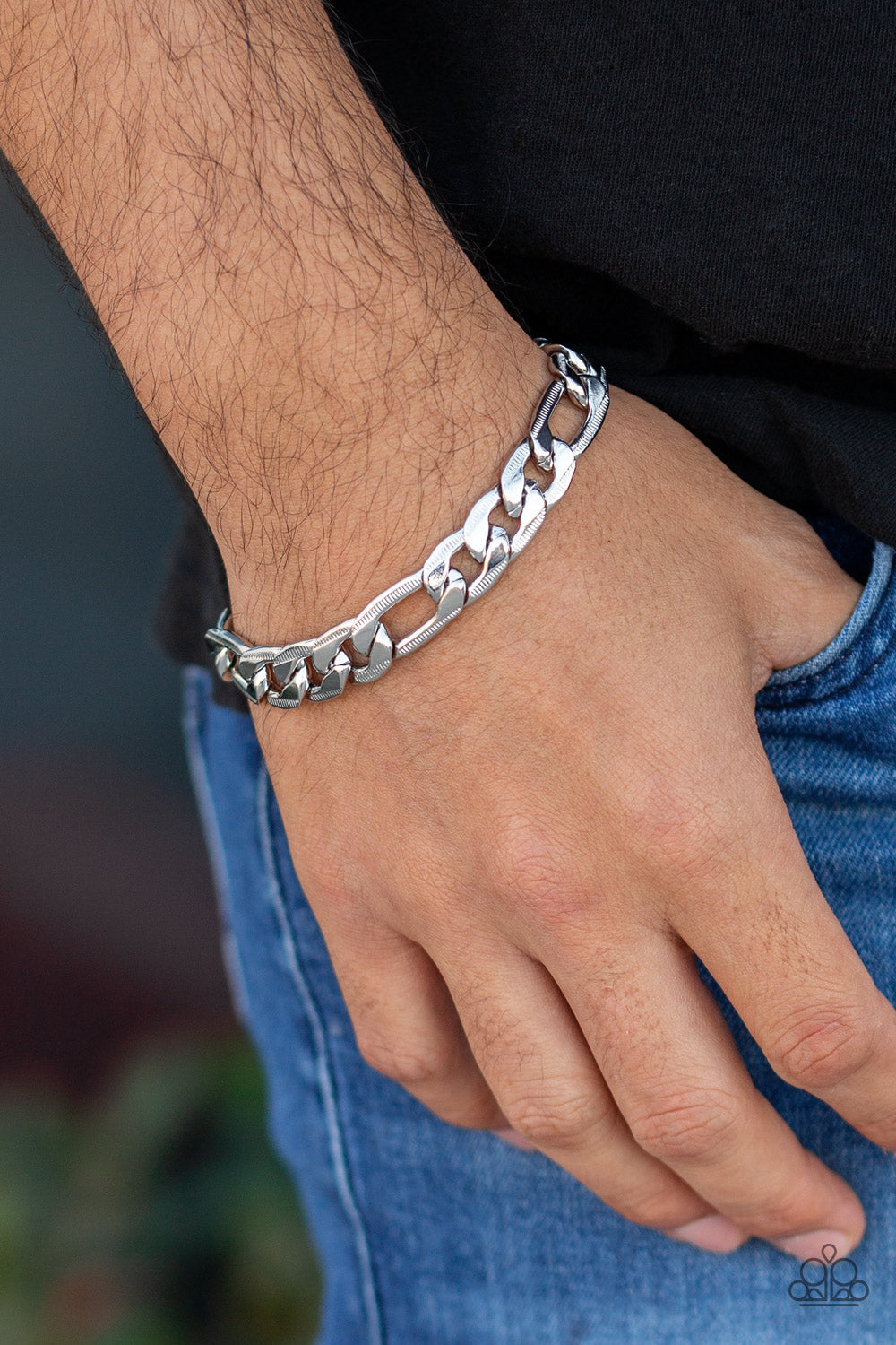 Paparazzi Home Team - Silver - Bold Chain - Bracelet - Men's Collection - $5 Jewelry with Ashley Swint